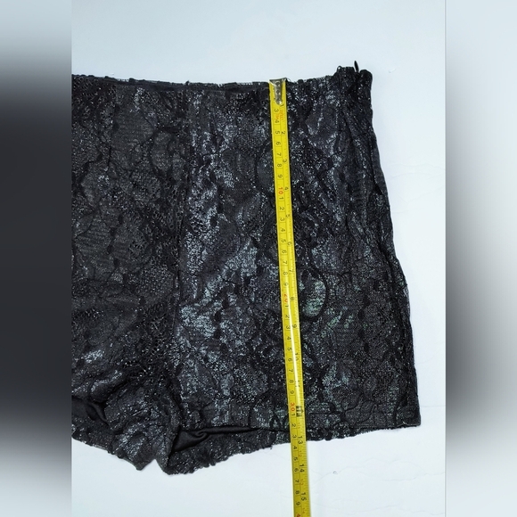The Sang Black High-Waisted Shimmery Floral  Lace Whimsigoth Sexy Booty Shorts L - Picture 7 of 10
